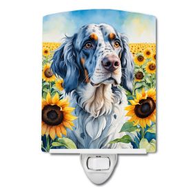 NEW English Setter in Sunflowers Ceramic Night Light Compact, UL-Certified, Ideal for Bedroom, Bathroom, Nursery, Hallway, Kitchen, 6x4x3, Multic