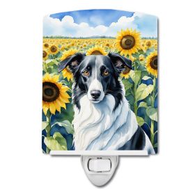NEW Borzoi in Sunflowers Ceramic Night Light Compact, UL-Certified, Ideal for Bedroom, Bathroom, Nursery, Hallway, Kitchen, 6x4x3, Multicolor