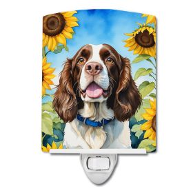 NEW English Springer Spaniel in Sunflowers Ceramic Night Light Compact, UL-Certified, Ideal for Bedroom, Bathroom, Nursery, Hallway, Kitchen, 6x4