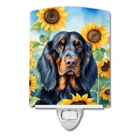 NEW Gordon Setter in Sunflowers Ceramic Night Light Compact, UL-Certified, Ideal for Bedroom, Bathroom, Nursery, Hallway, Kitchen, 6x4x3, Multico